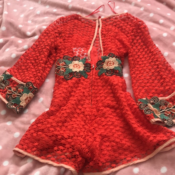Bohemian romper, lipstick red - Picture 2 of 4